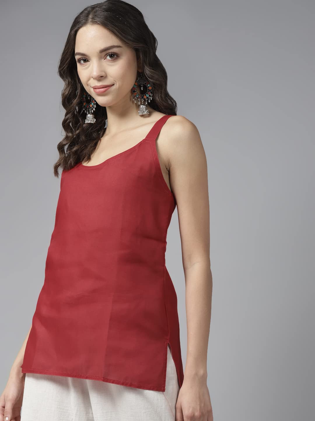 Ada Women's  Hand Embroidered Lucknowi Chikankari Georgette Short Top Kurti with Slip