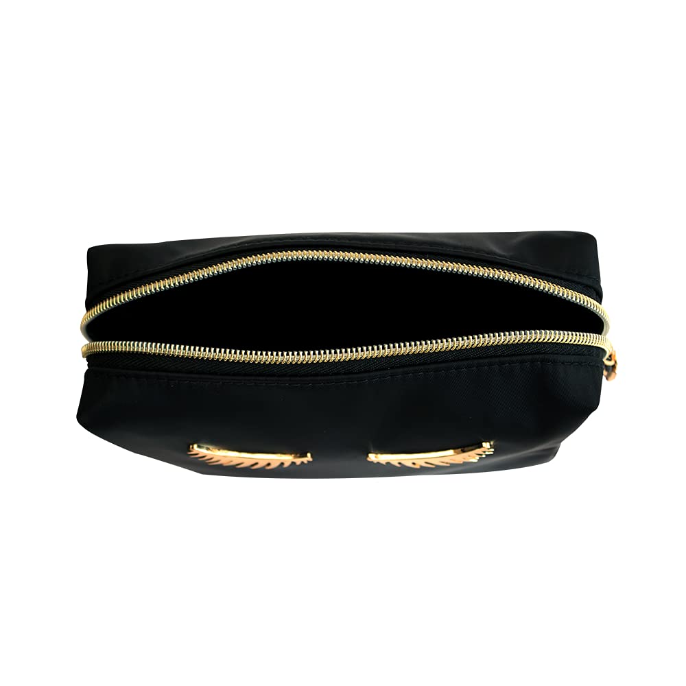 Colorbar LIPS & LASHES BOX POUCH(SET OF TWO) - BLACK II 1 Large Main Compartment + Small Black Pouch II Metallic Embellishments and Zipper II PVC + Polyester material