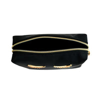 Colorbar LIPS & LASHES BOX POUCH(SET OF TWO) - BLACK II 1 Large Main Compartment + Small Black Pouch II Metallic Embellishments and Zipper II PVC + Polyester material