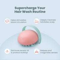 Rey Naturals Hair Scalp Massager | Shampoo & Hair Oil Brush for Men and Women | Hair Growth, Scalp Care and Relaxation | Oil Massager For Scalp | Soft Silicon Bristles for Gentle Massage | Pink