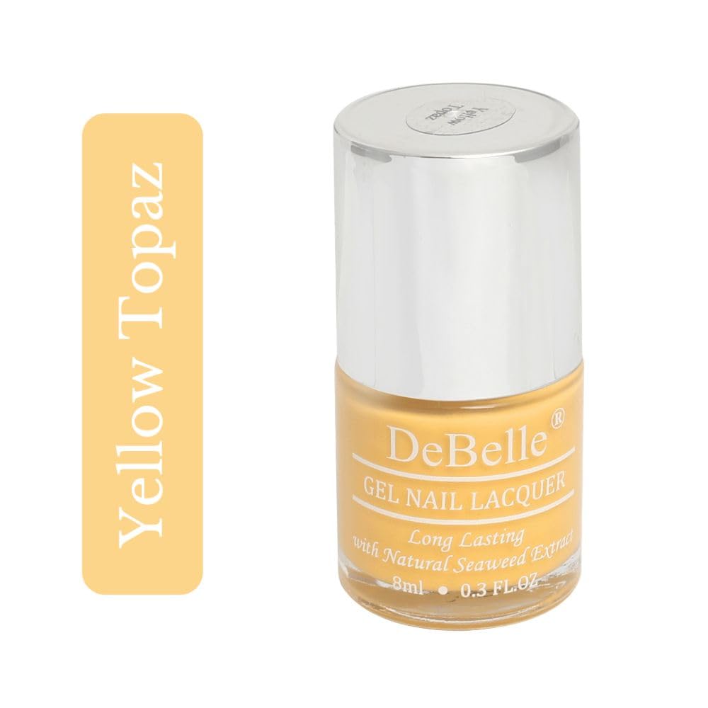 Debelle Gel Nail Polish Yellow Topaz (Mustard Yellow Nail Paint)|Non Uv - Glossy Finish |Chip Resistant | Seaweed Enriched Formula| Long Lasting|Cruelty And Toxic Free| 8Ml