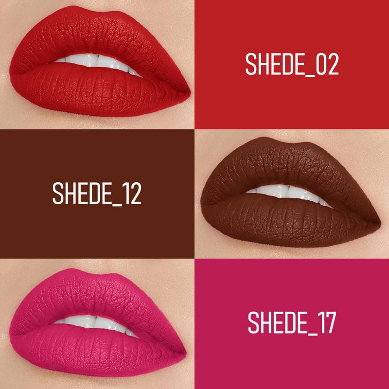FLiCKA Tomato Bullet Matte Lipstick (Pack Of 3) | Hydrating, Moisturizing, Upto 6Hrs Long Lasting| Transfer & Smudge Proof Lipsticks For Women, Shade - 09