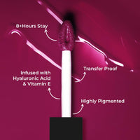 SOKU Always Kissable Long-Lasting Matte Liquid Lipsticks for Women Waterproof, Smudge-Proof | Lightweight Vegan Formula with Vitamin E | Smooth Application, Rich Colour (Violet Vixen-07) - 4.5 ml