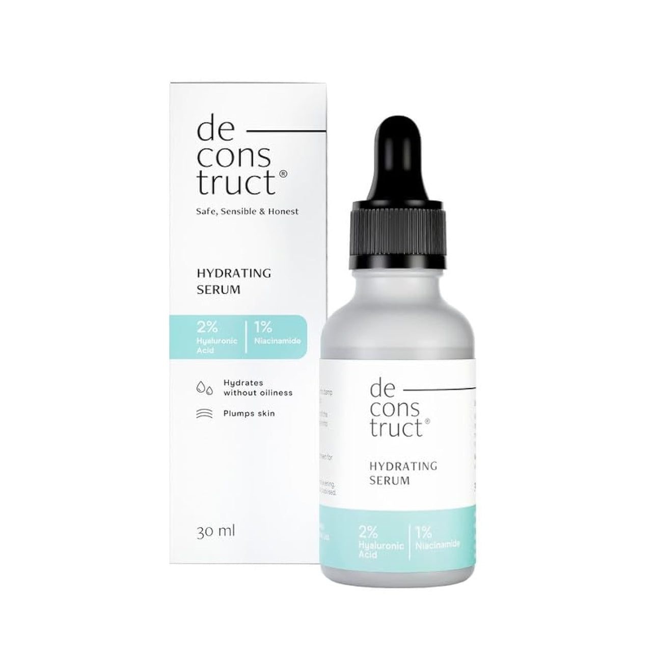 Deconstruct Hydrating Face Serum - 2% Hyaluronic Acid + 1% Niacinamide | Provides Intense Hydration | Face Serum For Oil-Free Moisturisation, Plump & Soft Skin | Beginner Friendly | 30ml