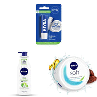 NIVEA Lip Balm, Original Care, 4.8g & NIVEA Body Lotion, Aloe Hydration, with Aloe Vera for 48H Moisturization for Men & Women, 400 ml & NIVEA Soft Light Moisturizer Cream, 100 ml