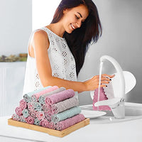 Rachan 11Pack Kitchen Dish Cloths, Reusable Dish Towels, Nonstick Oil Washable Fast Drying, Super Absorbent Coral Velvet Cleaning Cloths for Cleaning Tableware, Kitchen, Bathroom (Pink - green10 x 6