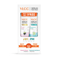VLCC Vitamin C & Mulberry Serum Facewash - 150 ml to Reduce Blemishes & Brighten for AM | with Free Hyaluronic Acid & Aloe Vera Serum Facewash - 150 ml to Strengthen Skin Barrier for PM (B1G1)