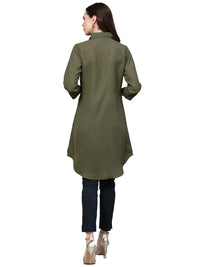 Jompers Women's  A-Line Crepe Georgette Kurta (Blue)