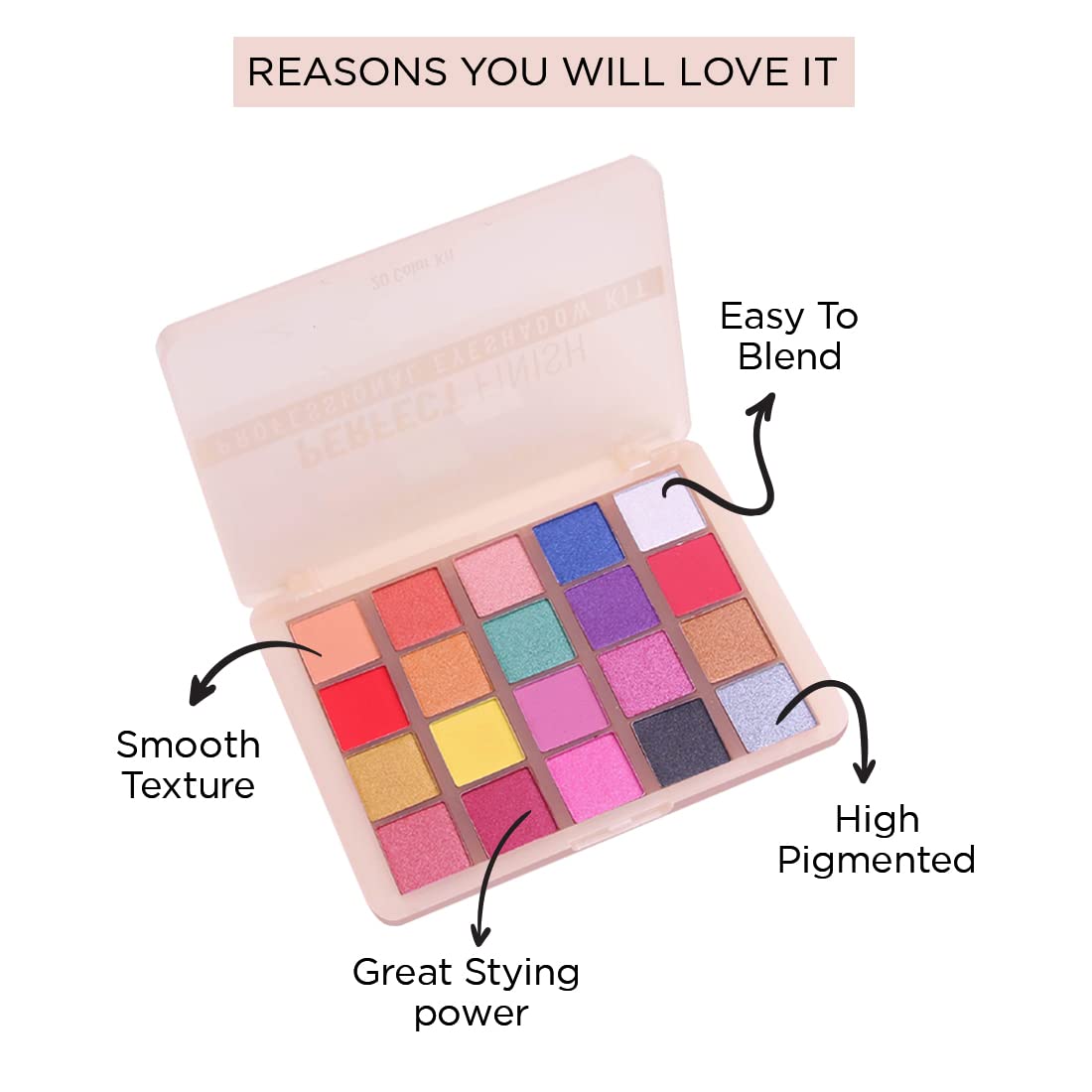 Seven Seas Perfect Finish Professional Eyeshadow Pigmented Colors | Long Wearing And Easily Blendable Eye Makeup Palette | Multicolor - 25Gm | Shimmery & Glitter Finish (Skin)