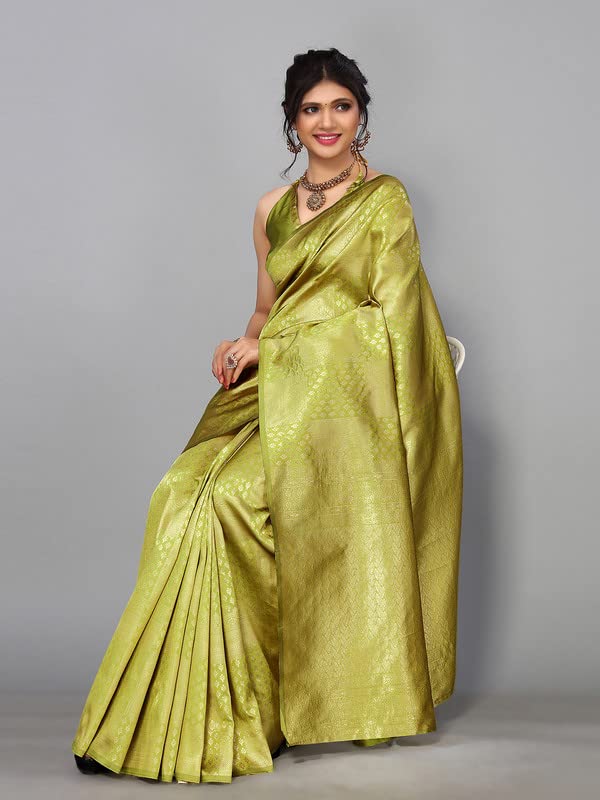 Satrani Women's Jacquard Poly Silk Saree With Unstitched Blouse Piece