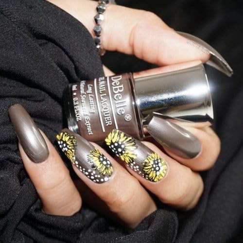 DeBelle Gel Nail Polish Polaris (Dark Metallic Grey Nail Paint)|Non UV - Gel Finish |Chip Resistant | Seaweed Enriched Formula| Long Lasting|Cruelty and Toxic Free| 8ml