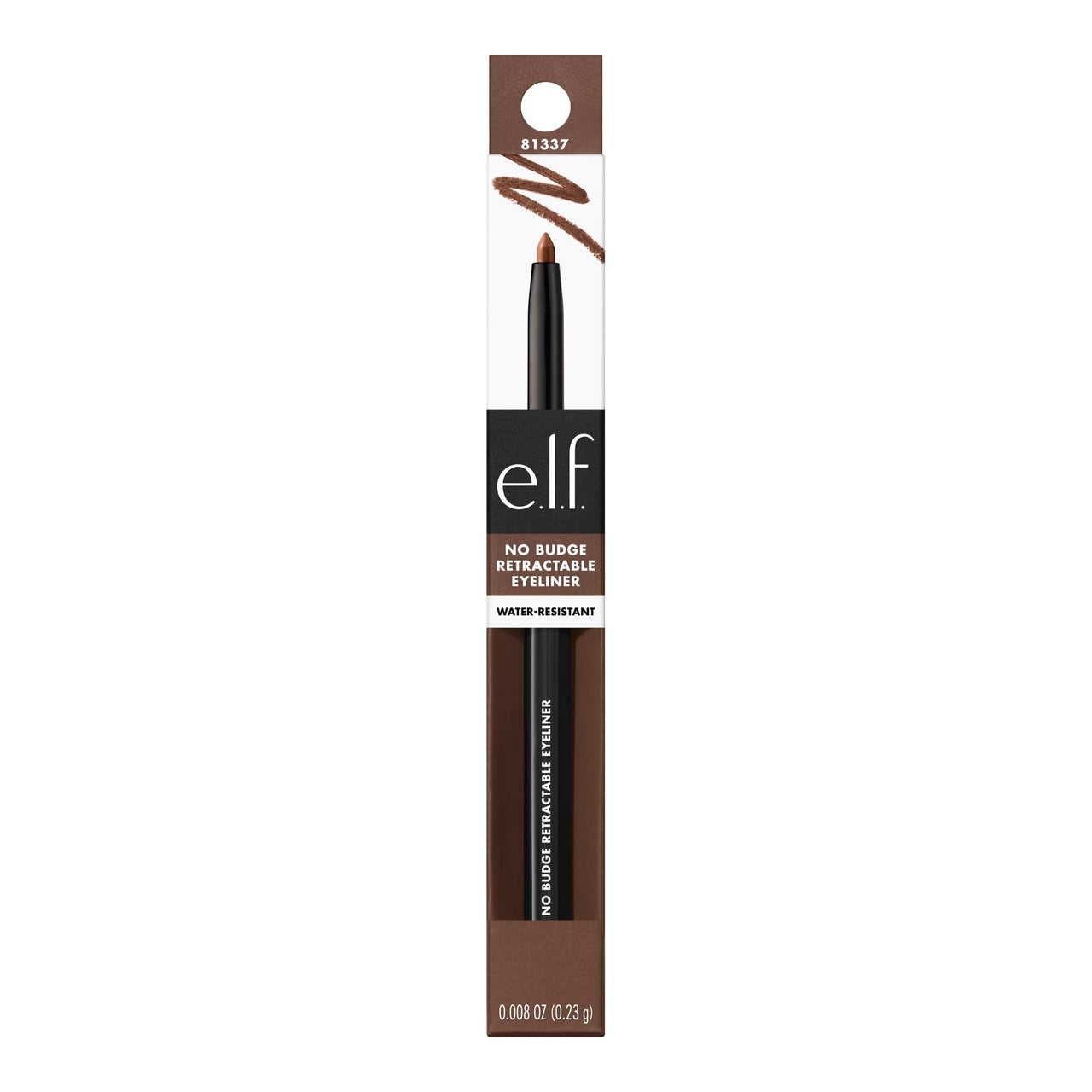 e.l.f. No Budge Retractable Eyeliner, Creamy, Ultra-Pigmented, Coffee