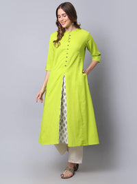 Pistaa's  Women Cotton Printed Cut Regular Kurta