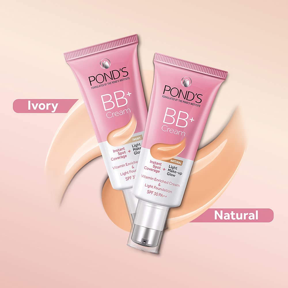 POND'S BB+ Cream, Instant Spot Coverage + Light Make-up Glow, Ivory 30g