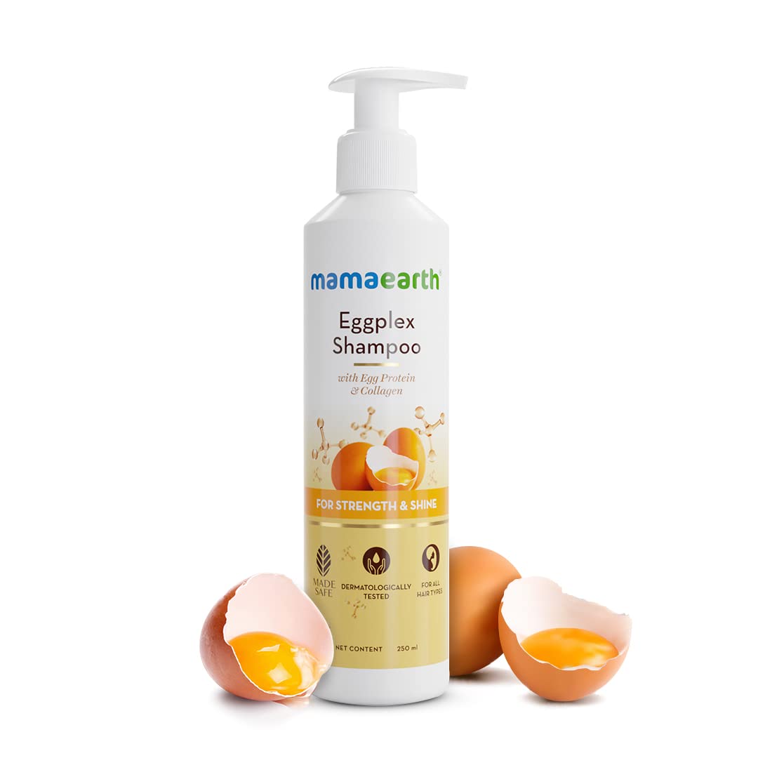 Mamaearth Eggplex Shampoo for Strong Hair | With Egg Protein & Collagen for Strength and Shine | Boosts Shine | Gently Cleanses Hair | For Men & Women | 250 ml