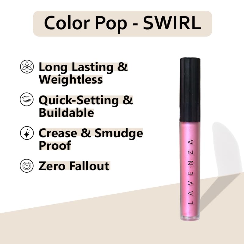 Lavenza Color Pop SWIRL - Holographic Liquid Eyeshadow, Highlighter & Lip Topper (3in1) | Vegan, Silicone & Talc FREE, Long-lasting Duochrome Pink & Metallic Sheen