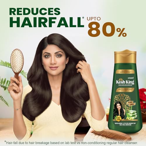 Kesh King Ayurvedic Anti Hairfall Shampoo Reduces Hairfall 21 Natural Ingredients With The Goodness Of Aloe Vera, Bhringraja And Amla For Silky, Shiney, Smooth Hair, 340Ml