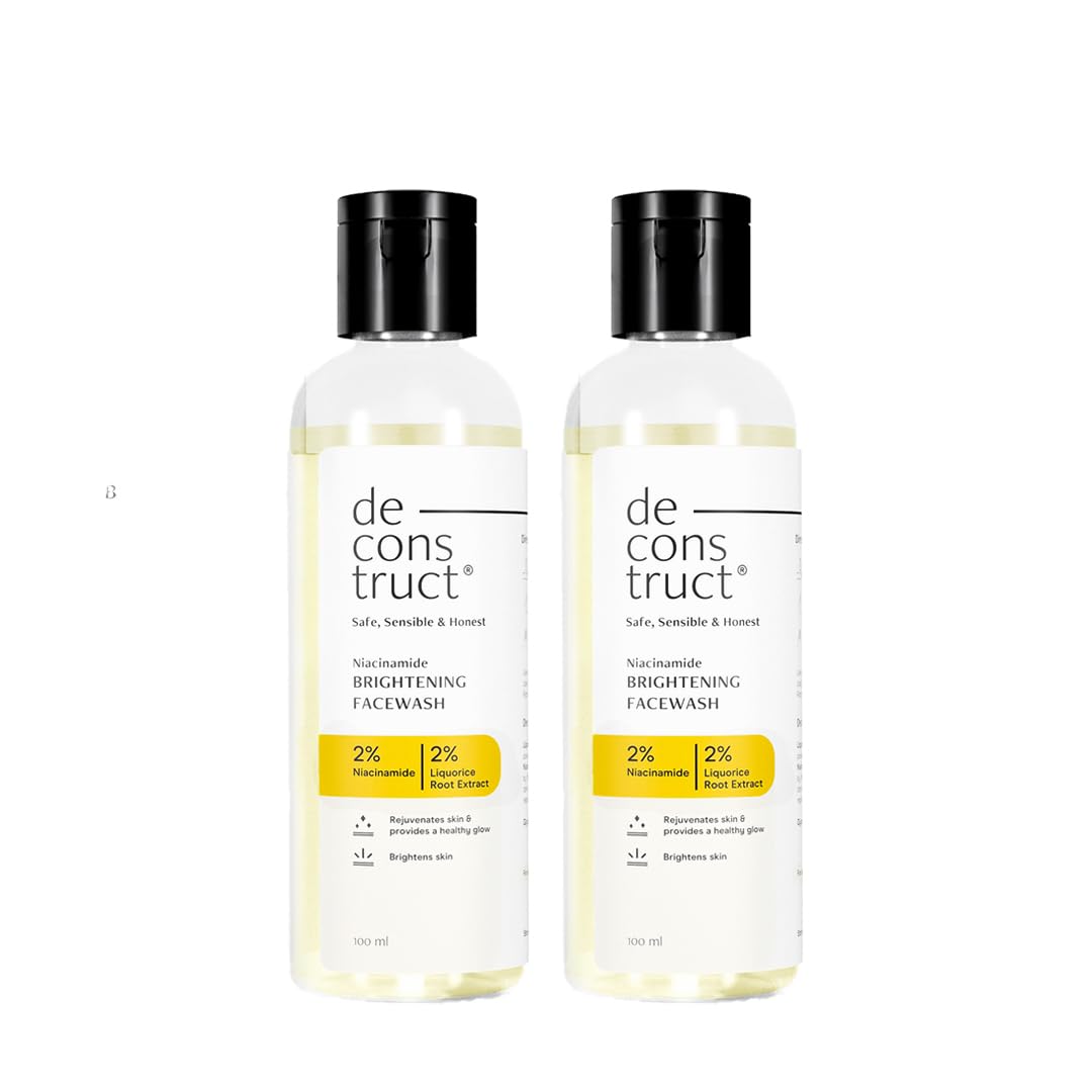 Deconstruct Niacinamide Brightening Face Wash | 2% Niacinamide+2% Liquorice Root Extract | For Glowing Skin | 100 ml each | Pack of 2