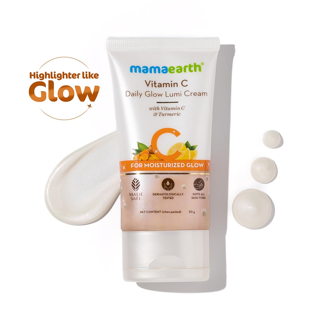 Mamaearth Vitamin C Daily Glow Lumi Cream with Vitamin C & Turmeric for Moisturizing Glow, Moisturizer with Highlighter - 30 g