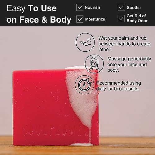 Soulflower Sweet Rose Soap Handmade, 100% Pure, Natural & Cold processed Grade 1 BIS Standard Premium & Luxurious Soap with Essential Oils, Exotic Herbs & Aroma, 150g