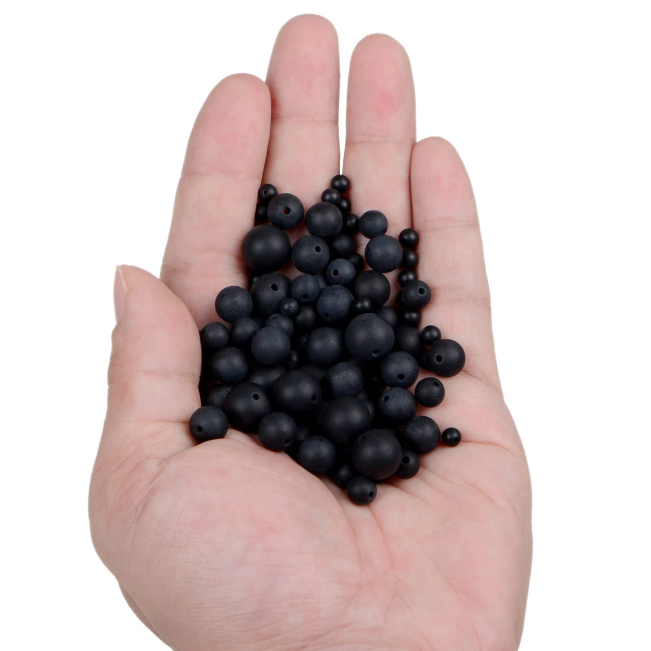 210pcs Natural Crystal Beads Stone Gemstone Round Energy Healing Loose Beads with Stretch Cord for Jewelry Making Bracelets Anklets (8mm 140pcs, Matte Black Onyx) 8mm 140pcs