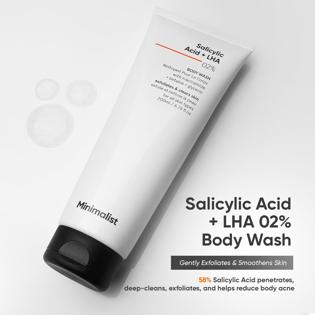 Minimalist Body Care Kit | 2% Salicylic Acid Body Wash + Underarm Roll-On + Niacinamide 5% Body Lotion | Ideal for Body Acne & Bumpy Skin, Hydration & Barrier Repair, Odor & Darkness | For Women & Men