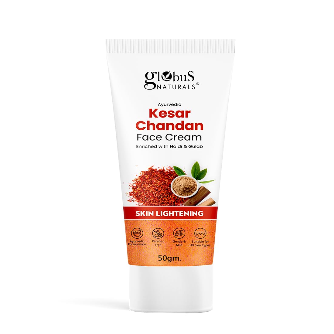 Globus Naturals Daily Glow Kesar Chandan Face Cream with SPF, Skin Lightening Formula For All Skin Types, 50 gm (Pack of 1)