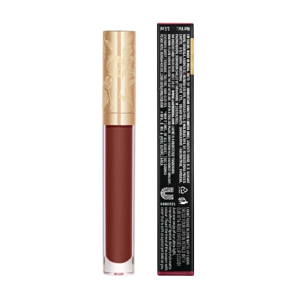Lakmé Rouge Bloom Matte Lip Liquid, Matte Finish, Longlasting For Up To 14 Hours, Quick Drying & Transfer-Proof, Infused With Vita Rose For Smooth & Moisturised Lips - Enchanted Woods