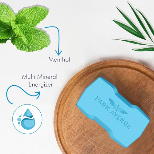 Park Avenue Premium Men’s Soaps for Bath – Cool Blue | 125g (Pack of 4) | Menthol & Mineral Energizer | Grade 1 Soap | For All Skin Types