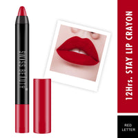Swiss Beauty 12 Hrs. Stay Matte Lip Crayon, Red Letter, 3g - Long Lasting, Waterproof, Super Stay, Matte Finish Lip Crayon, Long Wear, Crayon Lipstick
