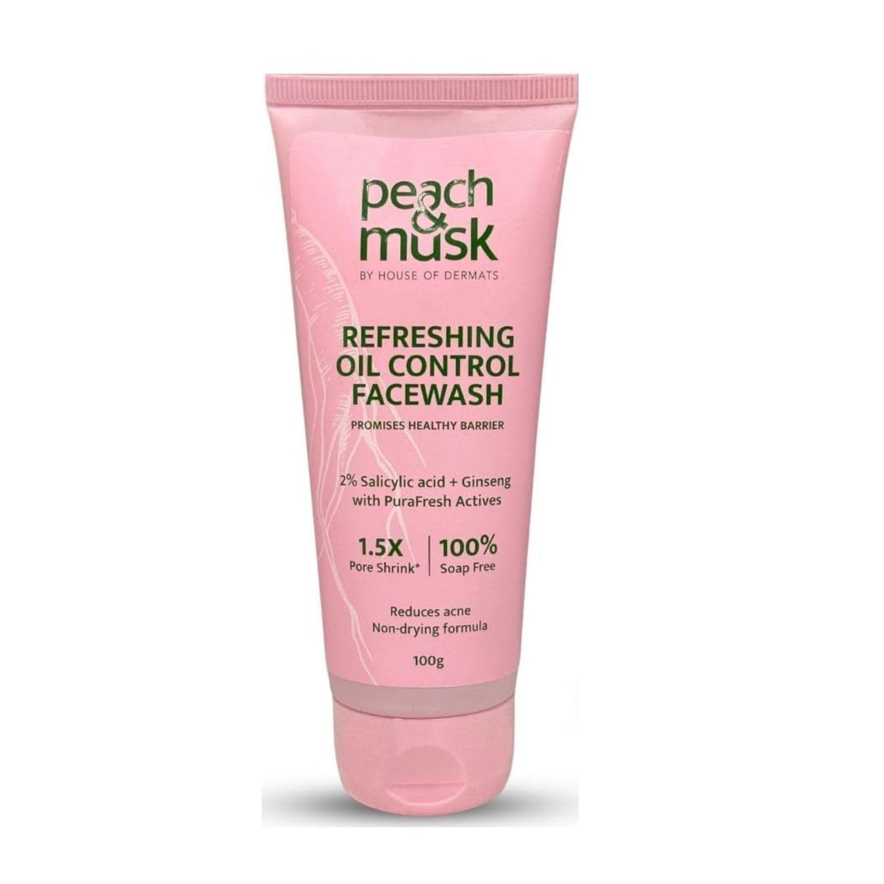 Peach and Musk Refreshing Oil Control Facewash, 2% Salicylic Acid with Ginseng, Controls Oil and Reduces Acne, Sulphate & Parabens Free, Soap Free Face Wash - 100gm