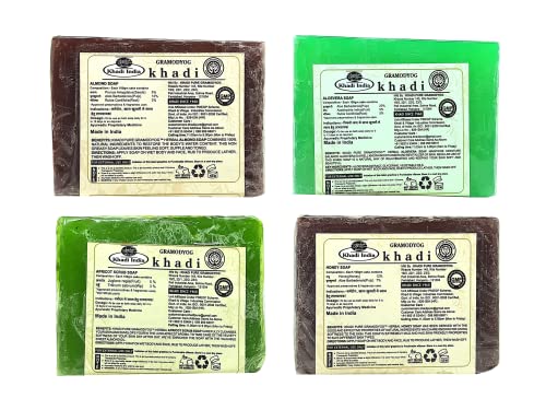 Khadi Pure Almond, Aloe Vera, Apricot & Honey Soap, 125 g (Pack of 4)