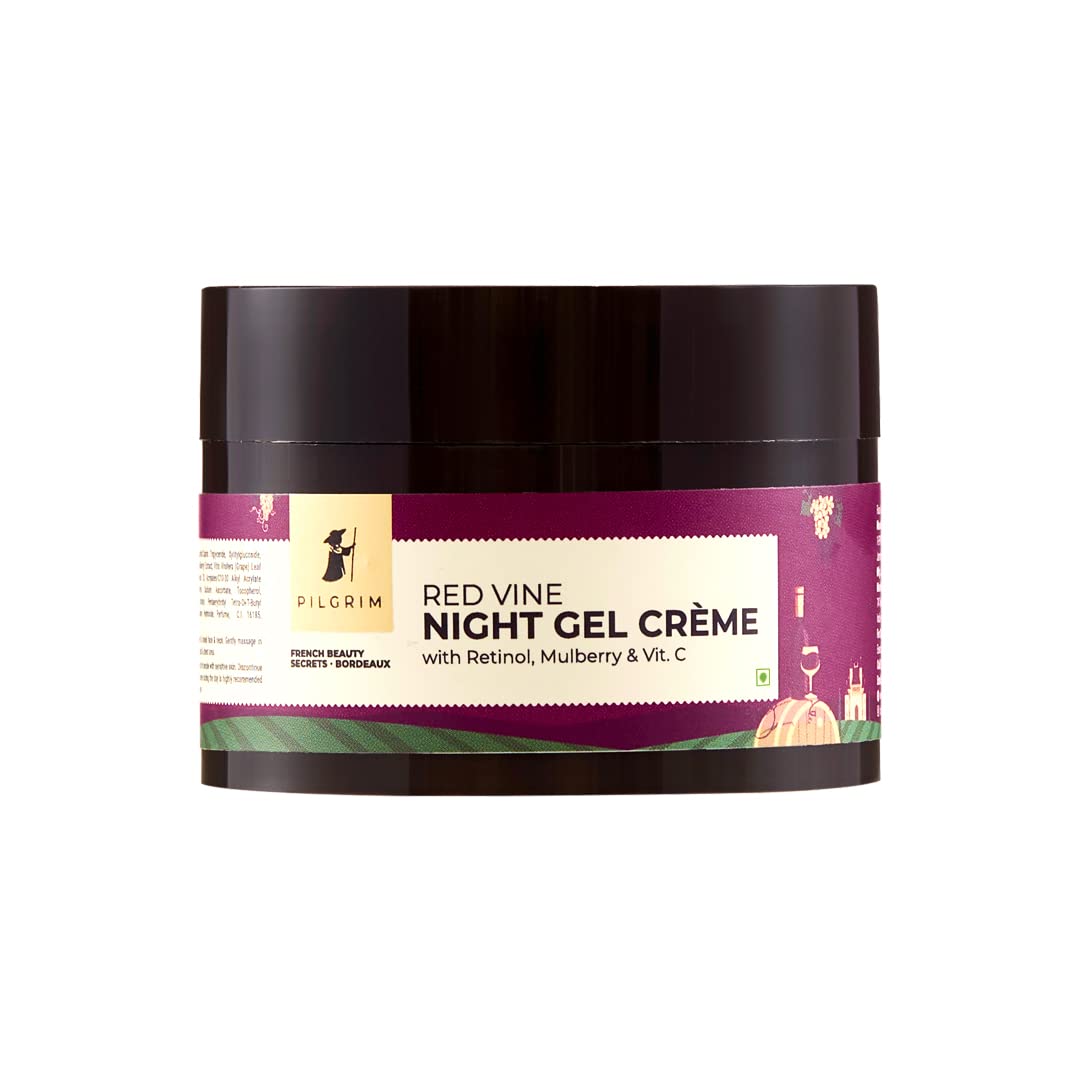 Pilgrim French Red Vine Anti Aging Night Cream for women with Retinol, Mulberry & Vitamin C For Glowing Skin & Skin Repair| Retinol Night cream for oily, dry & sensitive skin|Anti aging cream|50g