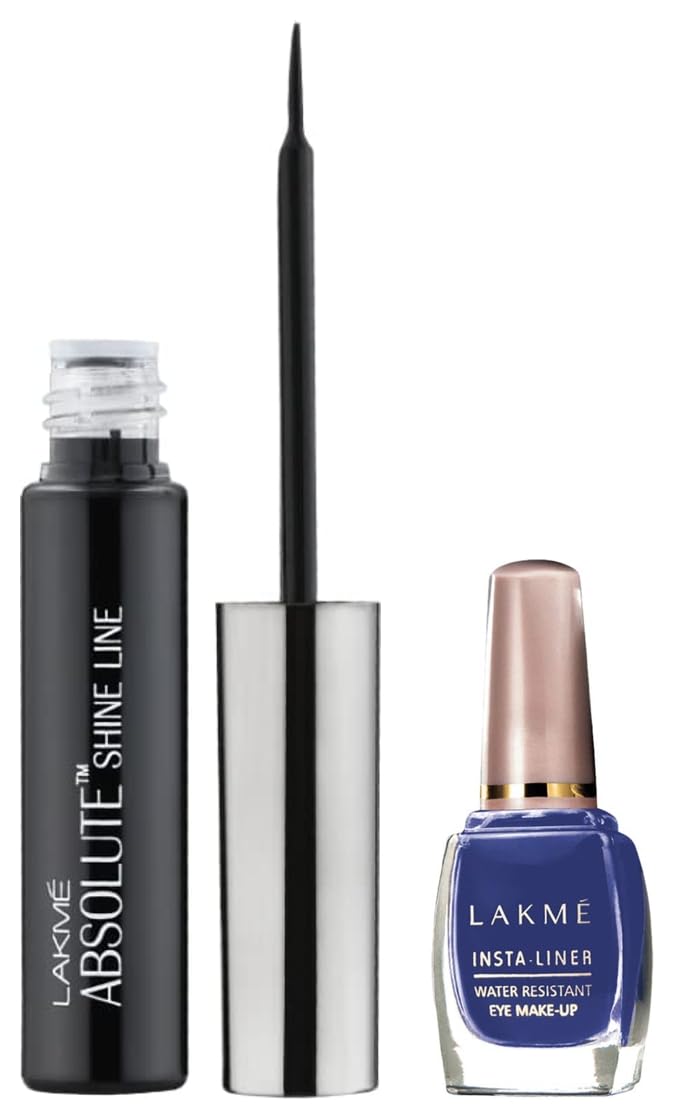 Lakmé Absolute Shine Liquid Matte Eye Liner, Black, 4.5Ml And Lakmé Insta Eye Liner, Blue, 9 Ml
