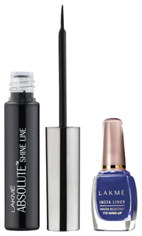 Lakmé Absolute Shine Liquid Matte Eye Liner, Black, 4.5Ml And Lakmé Insta Eye Liner, Blue, 9 Ml