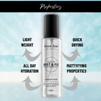 Seven Seas Mist & Fix Makeup Fixer Prime + Correct + Set 12Hrs Long Lasting Misty Finish Professional Makeup Fixer Spray For Face Makeup | Vitamin- E | (Transparent)