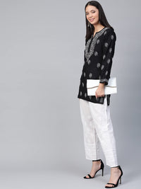 Ada Women's  Cotton Top Tunic Hand Embroidered Lucknowi Chikankari Short Kurti