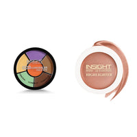 Insight Powder Cosmetics Pro Concealer Palette - Corrector, 15Gm & Cosmetics Glitter Makeup Highlighter, 3.5 Gm