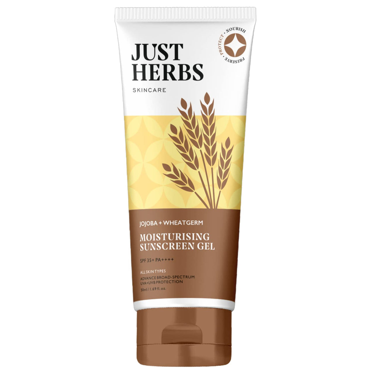 Just Herbs Spf 35+ Nosun Sunscreen Gel For Dry Skin, Lightweight, Broad Spectrum Pa 35++++- 50Ml & Tinted Lip Balm 4 G (Cherry) Combo, Pack Of 1