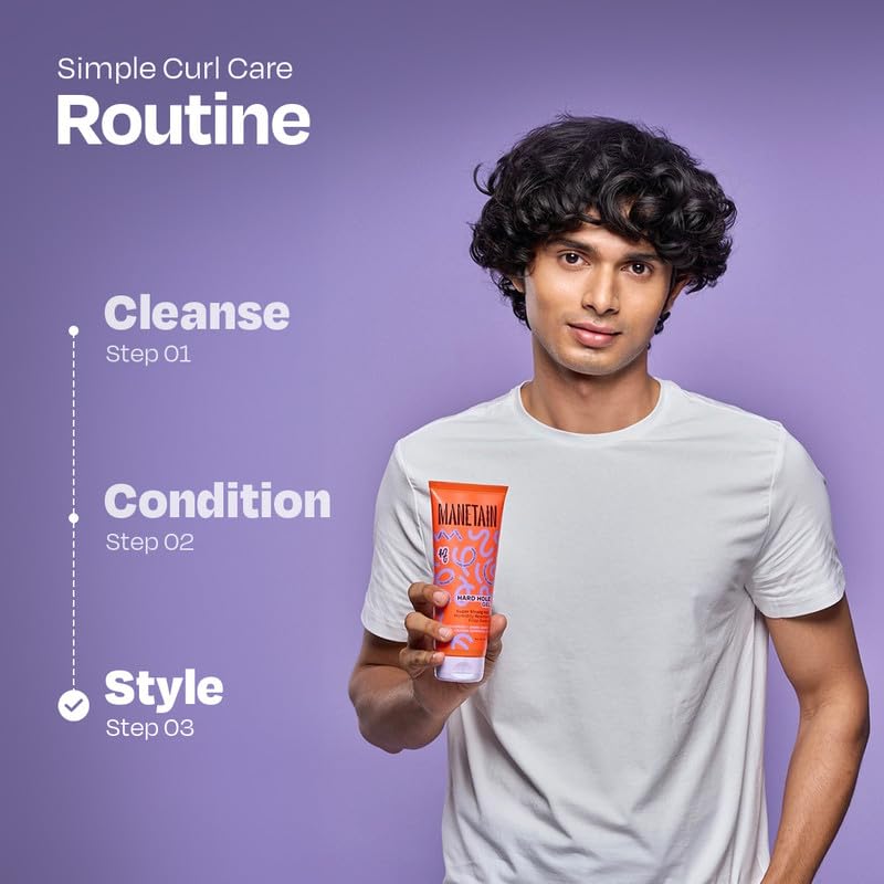 MANETAIN Hard Hold Gel for Curly & Wavy Hair 200ml | Strong Hold, Frizz Control | Long-lasting Definition, Humidity Resistant, Shine-Enhancing | Silicone-Free & Vegan | Fortifying Formula for Defined Curls