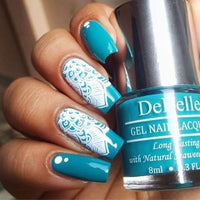 DeBelle Gel Nail Polish Royale Cocktail (Turquoise Blue Nail Paint)|Non UV - Gel Finish |Chip Resistant | Seaweed Enriched Formula| Long Lasting|Cruelty and Toxic Free| 8ml Glossy Finish