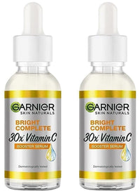 Garnier Skin Naturals, Face Serum, Increases Skin's Glow Instantly and Reduces Spots Overtime, Bright Complete Vitamin C Booster, 30 ml (Pack of 2)