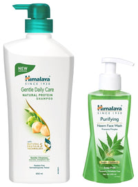 Himalaya Herbals Purifying Neem Face Wash, 200ml And Himalaya Gentle Daily Care Protein Shampoo, 700ml
