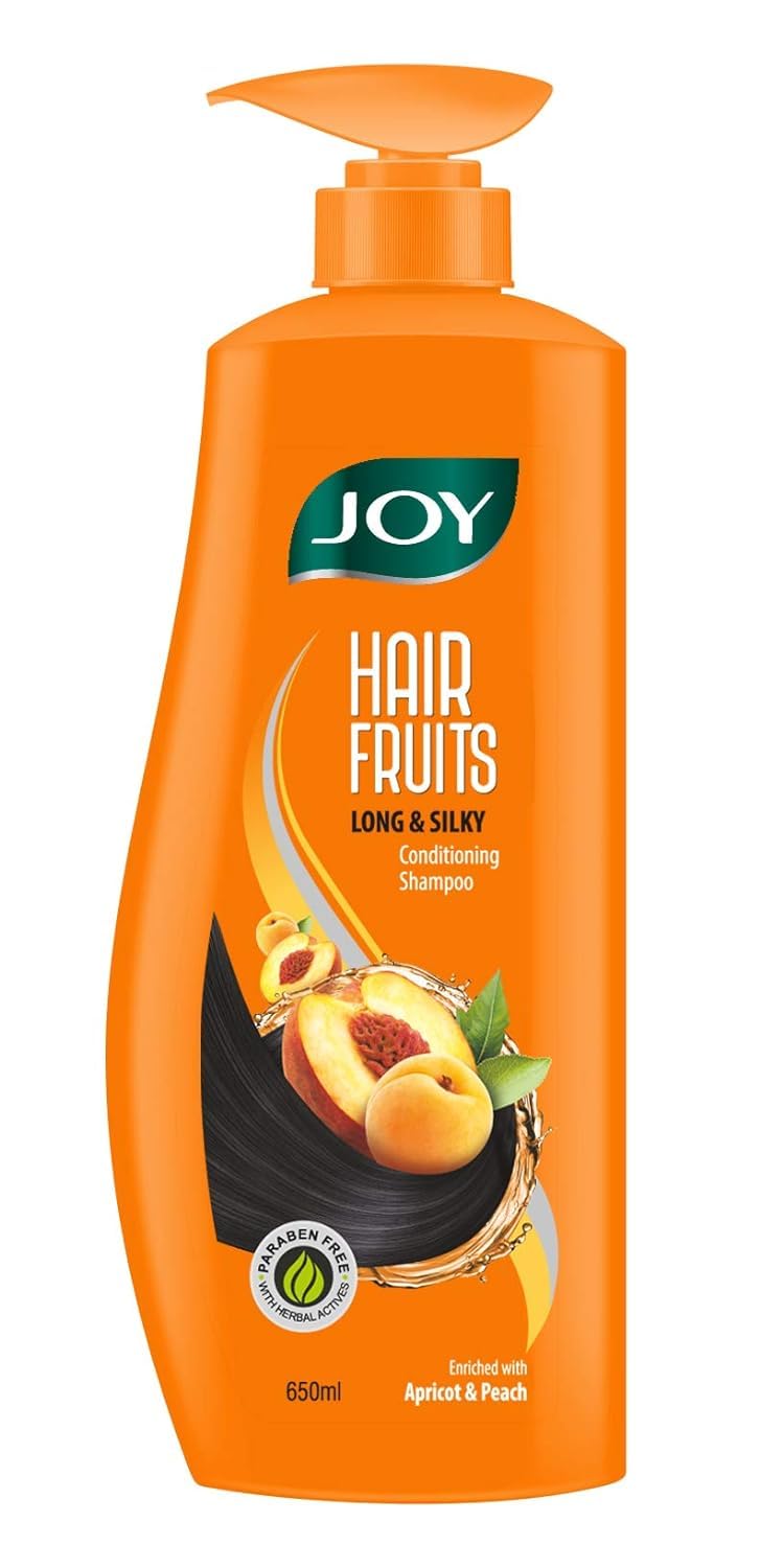 Joy Hair Fruits Long & Silky Conditioning Shampoo Enriched with Apricot & Peach, 650 ml
