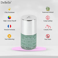DeBelle Gel Nail Lacquer Asparagus Fern (Sea Green) 8ml Enriched With Natural Seaweed Extract, Cruelty Free, Toxic Free (Glossy Finish)