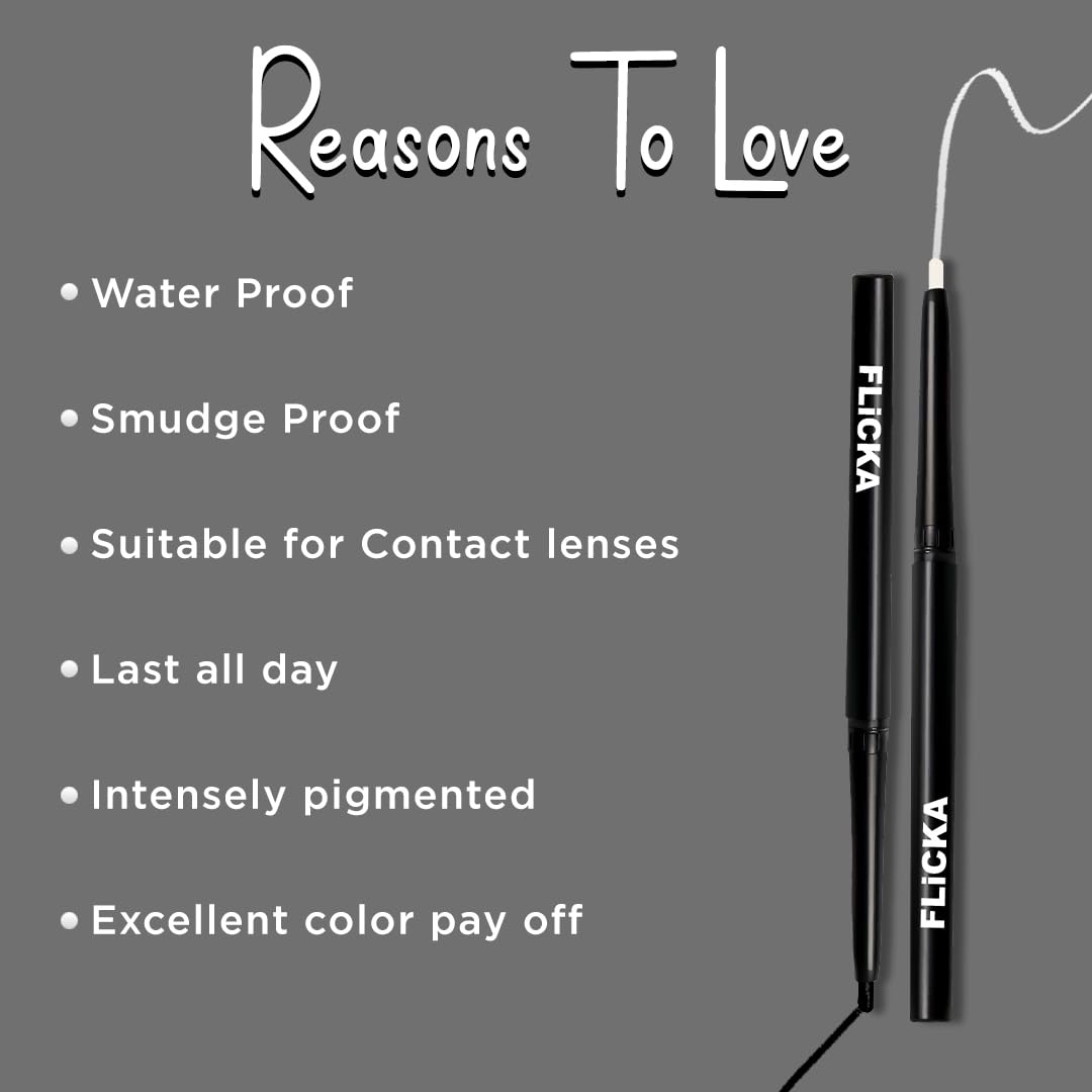 FLiCKA Breathtaking Eyes Kajal White & Texture To Tease Liquid Eyeliner Combo