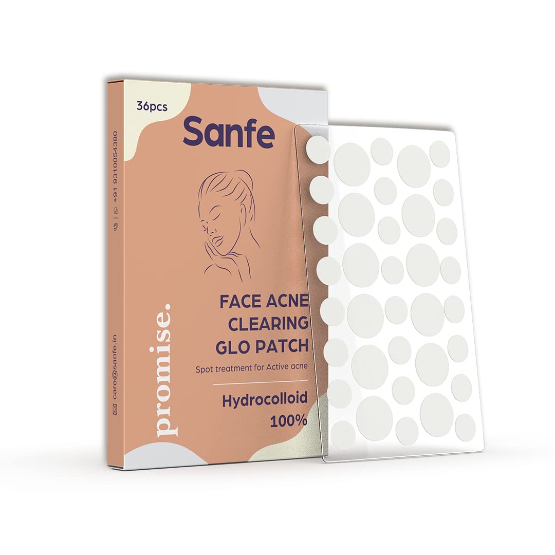 Sanfe Promise Face Acne Pimple Patch - Pack of 36 | Pimple Healing & Spot Clearing Patch | Absorbing Cover |Invisible, Blemish Spot, Hydrocolloid, Skin Treatment