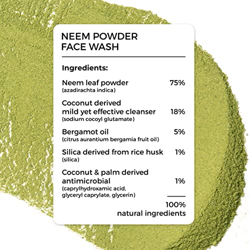 Brillare Neem Face Wash for Acne & Pimples, Rich with Bergamot for Clear Skin, 100% Natural Powder Facewash Fights with Acne-Causing Agents, Clear Skin from Dirt & Pollution, 30g