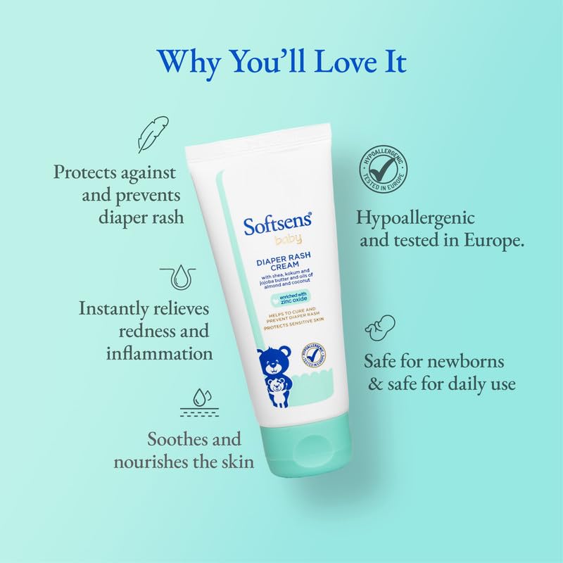 Softsens Baby Natural Diaper | Nappy Rash Cream, Enriched With Aloe Vera Juice and Shea Butter 50g