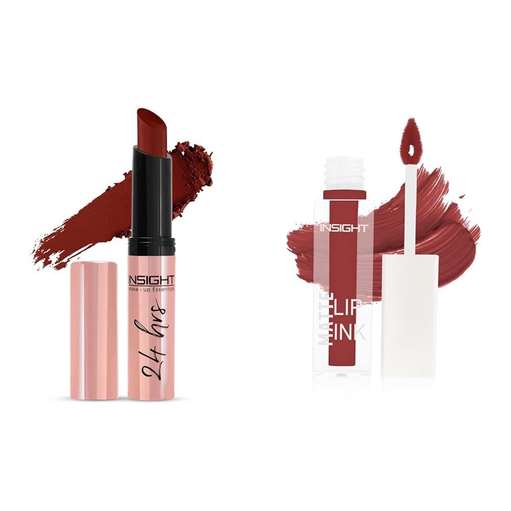 Insight Cosmetics 24 Hrs Non Transfer Matte Lipstick |Matte Finish |Lightweight Lipstick & INSIGHT COSMETICS MATTE LIP INK(LG43-04)